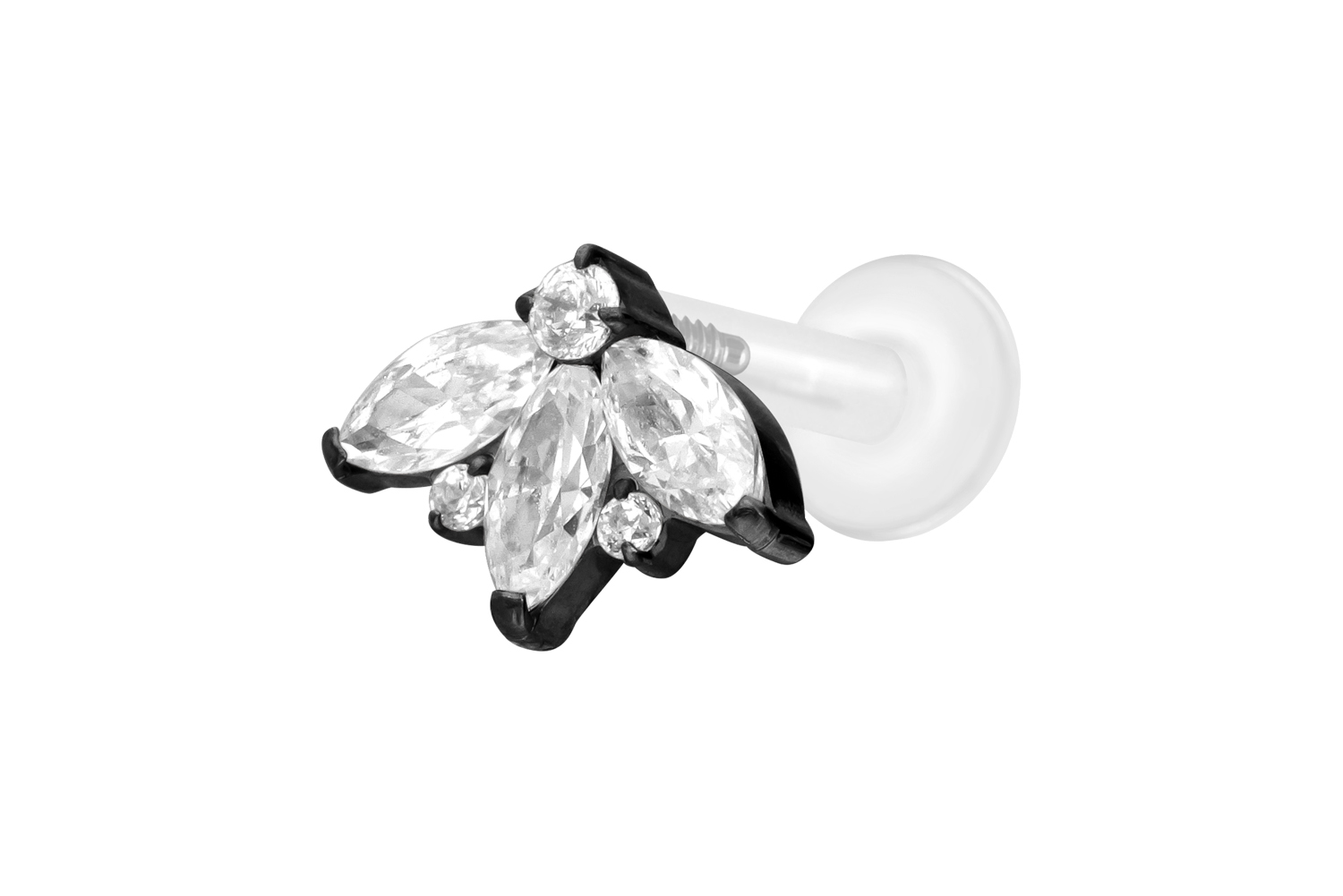 PTFE Labret Piercing mit Innengewinde + Titan-Aufsatz LOTUSBLÜTE